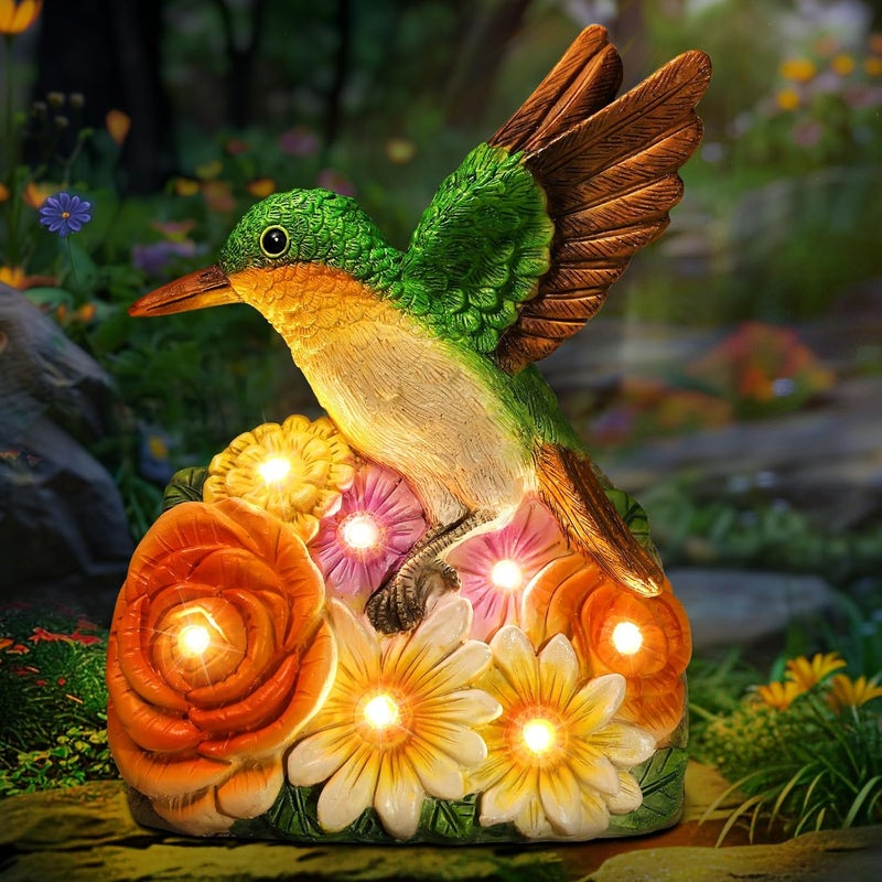 linkax Birthday Gifts for Women Mom Grandma Sister, Hummingbird Statue Solar Lights Outdoor Garden Decor for Outside Patio Yard Front Porch Balcony Home, Gardening Housewarming Gifts New Home - Image 1